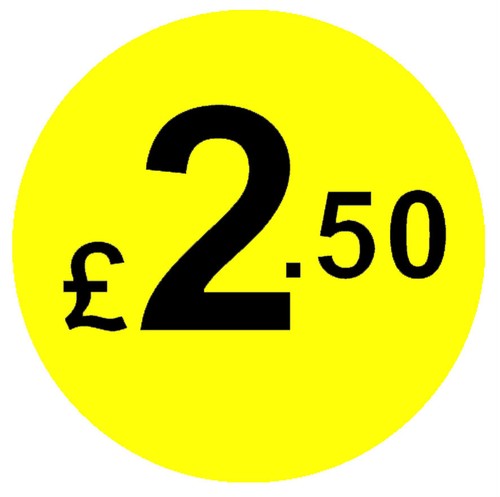 20mm Black & Yellow Price Point Stickers / Sticky Swing Tag Labels £1 £2 £3 £5 - Picture 19 of 49