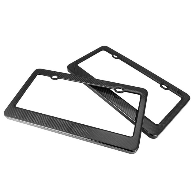 2X Universal US Standard Real Gloss Carbon Fiber License Plate Frame