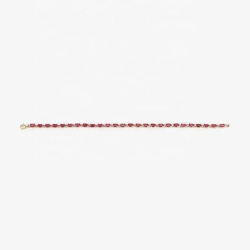 5x3mm Oval Cut Lab-Created Ruby Prong Set Tennis Bracelet – 925 Sterling Silver - Picture 6 of 6