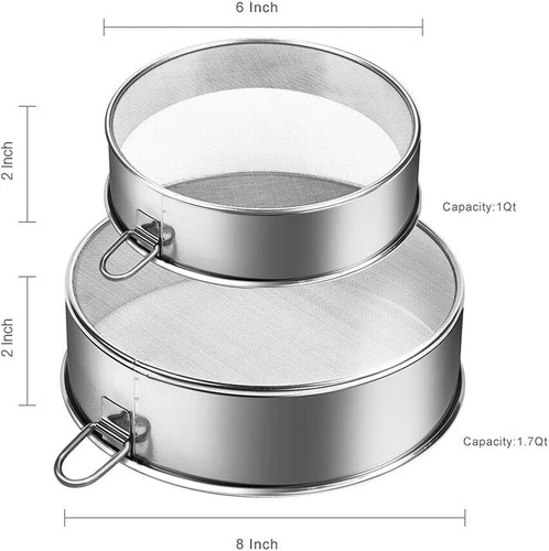 Webake Sieve 6-Inch, 8-Inch Sieves Fine Mesh Strainer Set of 2 - Picture 4 of 6
