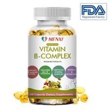 Vitamin B-Complex Capsules,Vitamins B1,B2,B3,B5,B6,B8,B12 ,Immune & Bone Support