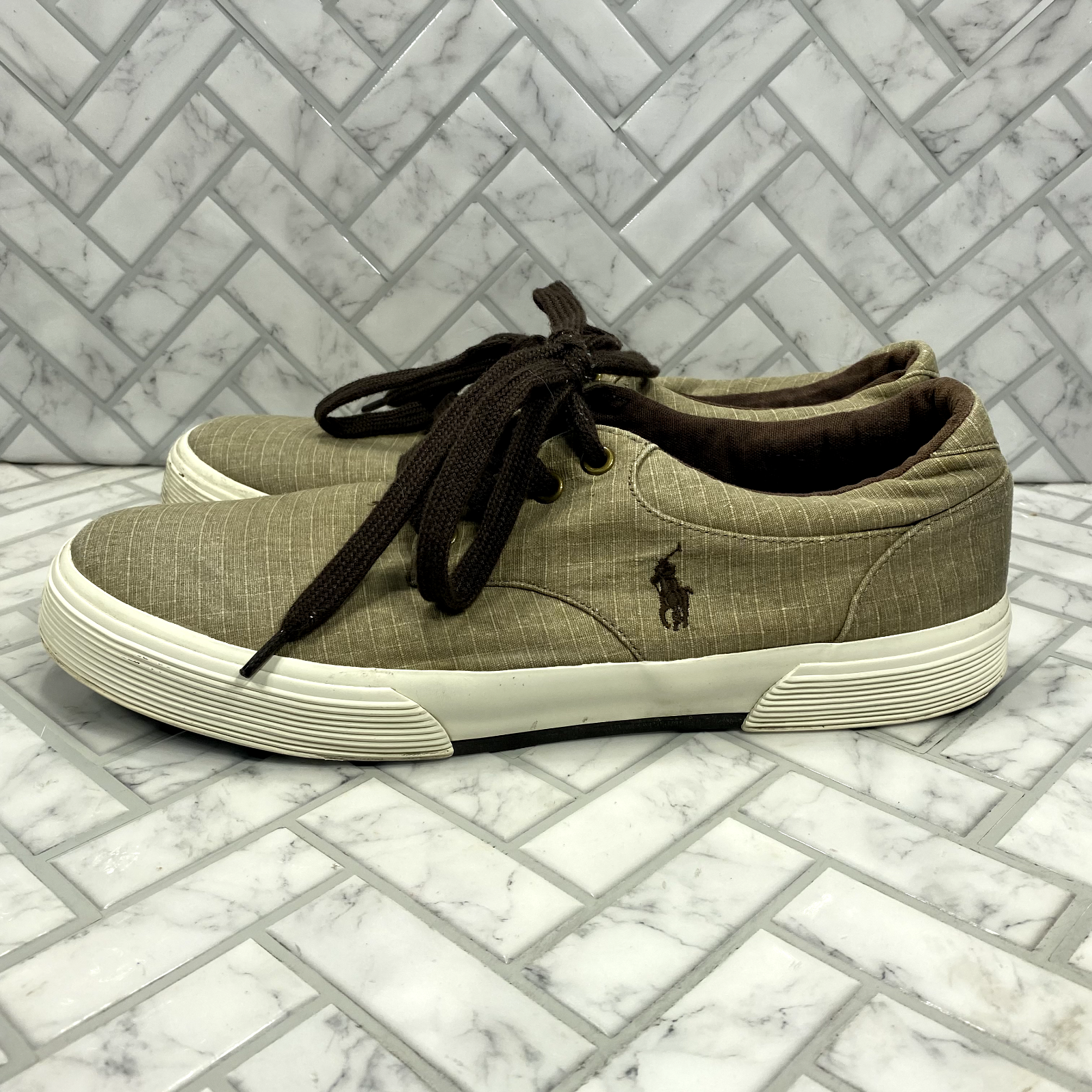 PONY Scarpe sneakers Polo Ralph Lauren uomo Felton 10D Faxon basse marroni tomaia in tela