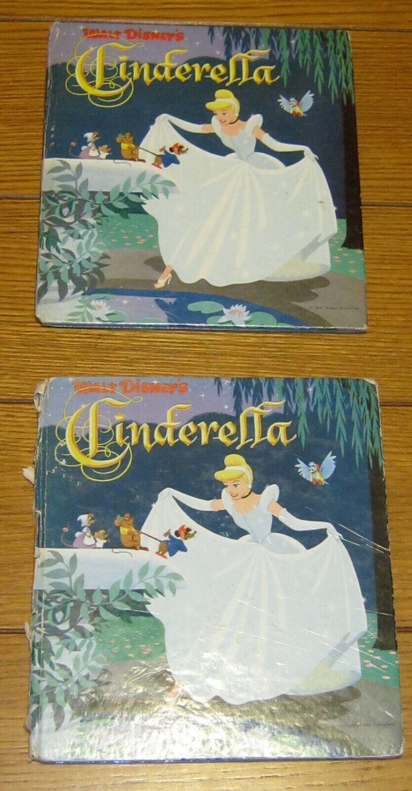 1950 Walt Disney's Cinderella 2 book lot 26 pages VINTAGE
