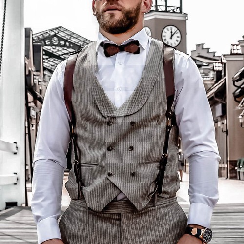 Faux Leather Suspenders Braces Shoulder Strap Belt Adjustable Harness for Men - Bild 13 von 26