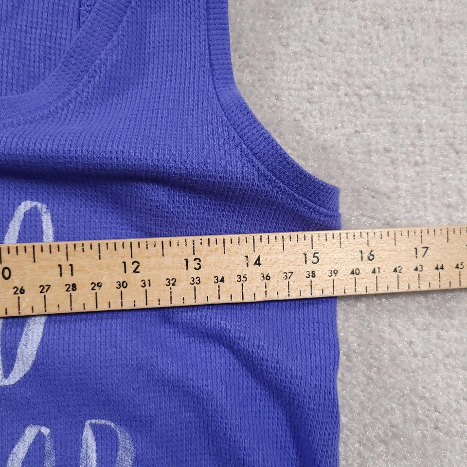 Camiseta sin mangas Old Navy para mujer S pequeña azul blanco cuello redondo I’m Too Cold For This Tee Foto 4 de 4