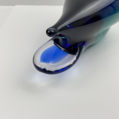 V Nason & C Murano Italy Art Glass Blue Green Ocean Cobalt Bird