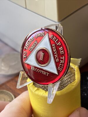 1 Year AA Medallion Metallic Red Tri-plate Sobriety Chip | eBay