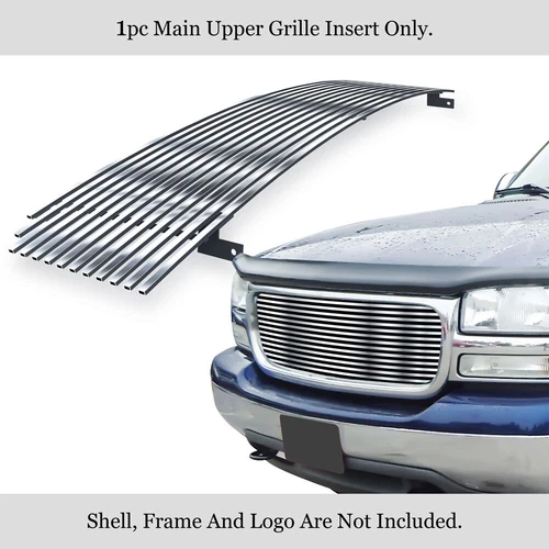 Fits 1999-2000 GMC Sierra 1500/01 C3 Upper Stainless Chrome Billet Grille