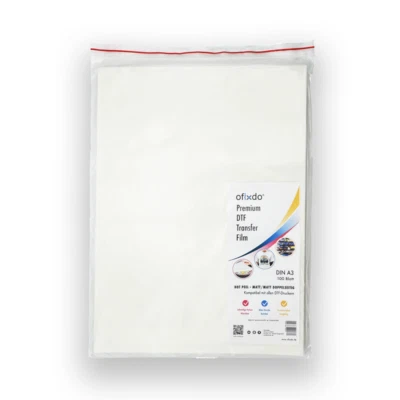 100 Blatt A3 Ofixdo® Premium DTF `Transfer  Film Doppelseitig Matt/Matt,Hot Peel - Bild 1 von 4