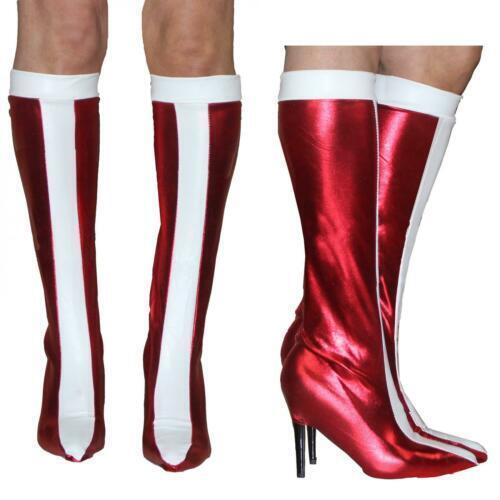 SUPER WOMAN HERO SUPER WONDER FANCY DRESS COSTUME BOOT COVERS ONLY ADULTS LADIES - Picture 1 of 1
