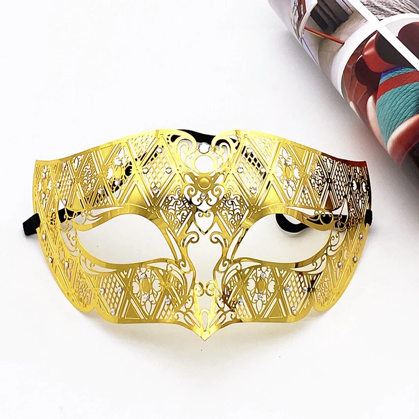 SN-A1-1 Men Women Masquerade Eye-Mask Venetian Costume Party Accessories Gold - Image 4 of 4