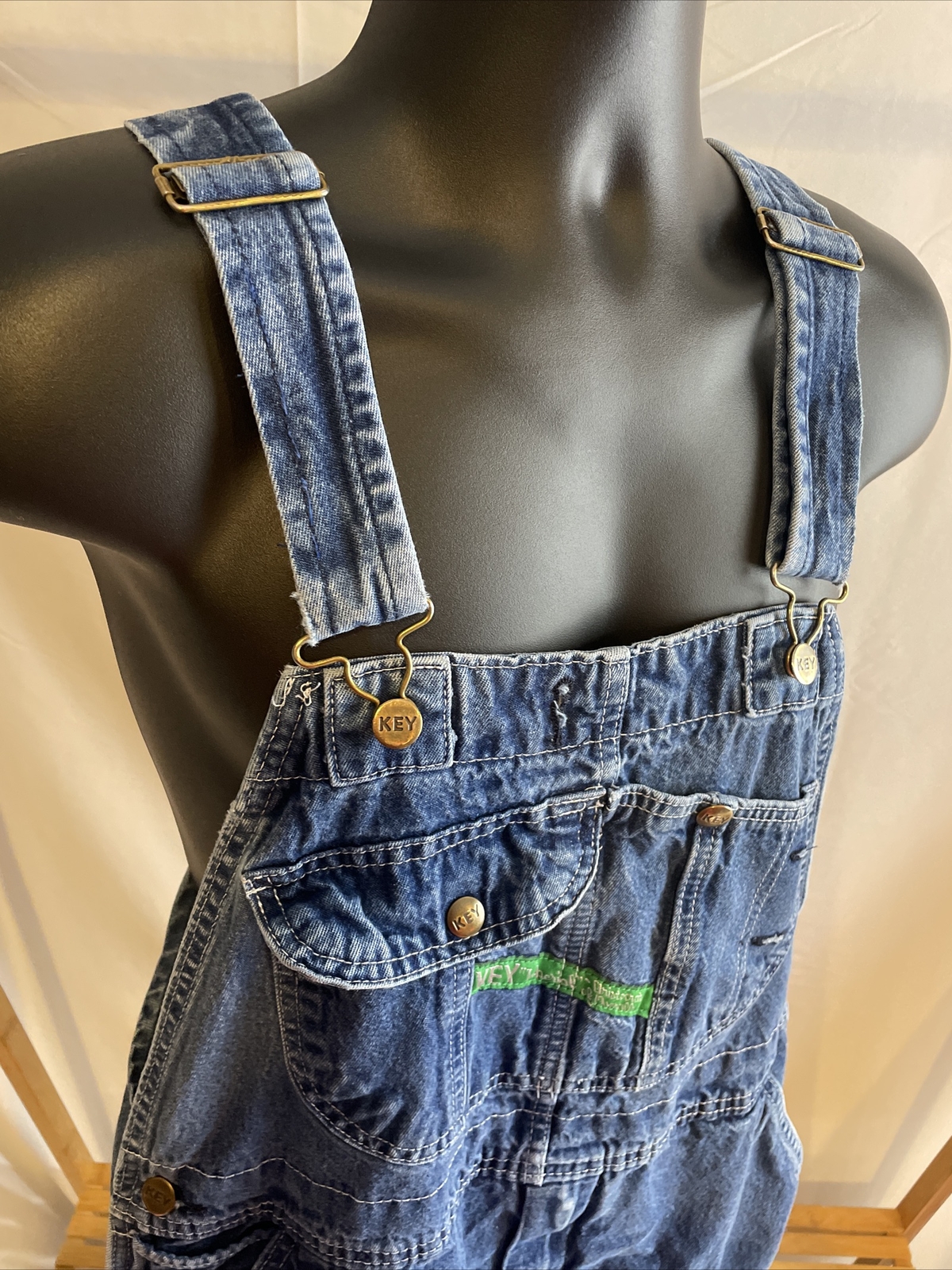 Key Imperial Bib Overalls Mens 38x29 Blue Denim Carpenter Work Farmer