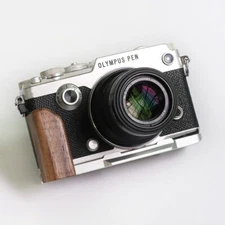 Camera Wood Hand Grip Handle Light Weight Aluminum Base For Olympus PenF Pen-F