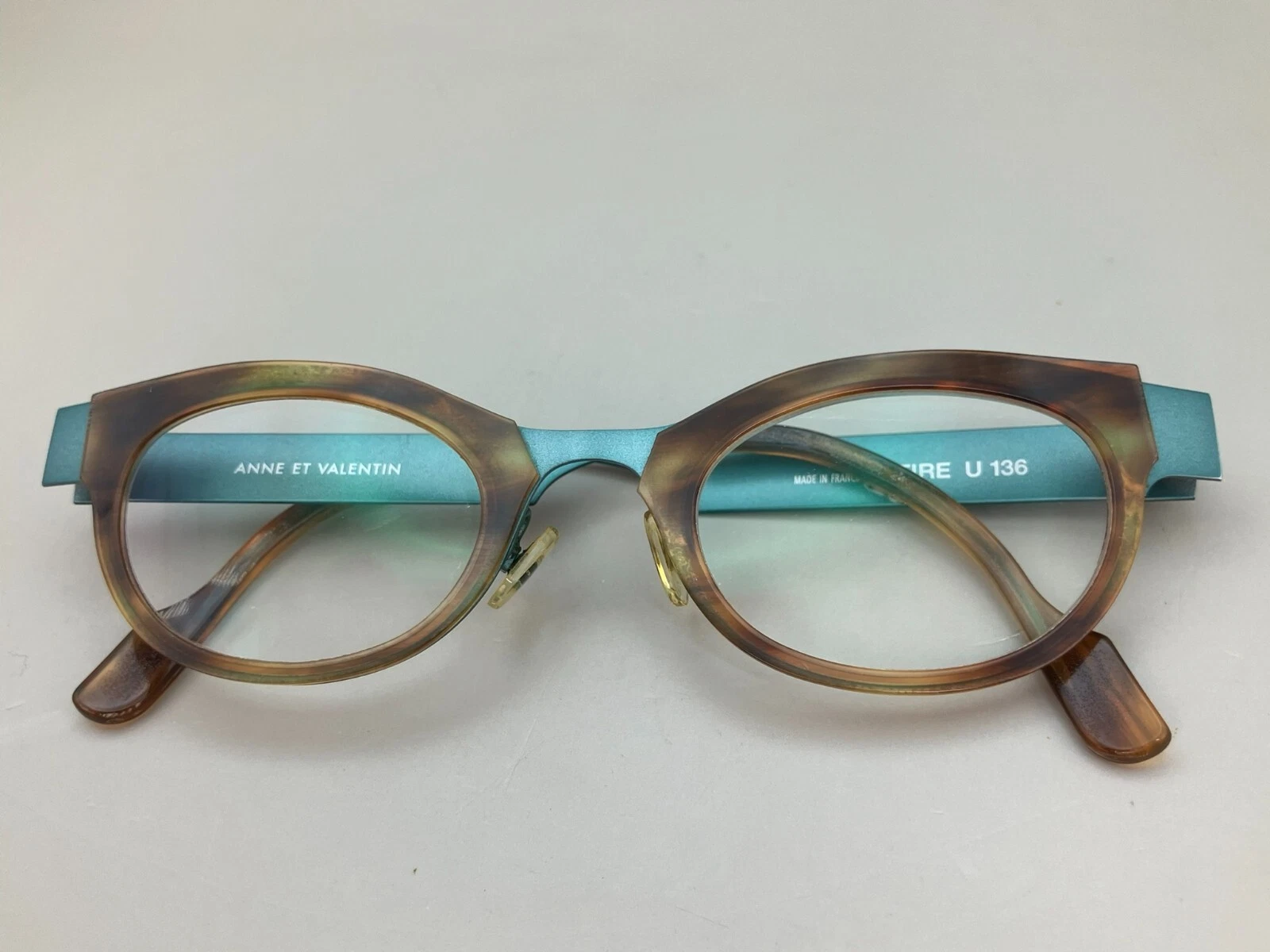 Anne et Valentin Fire U136 Eyeglasses Frame w  Case Designer Aqua Tort Acetate