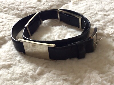 Jaeger Black Leather Belt with Silver Buckle, 39\
