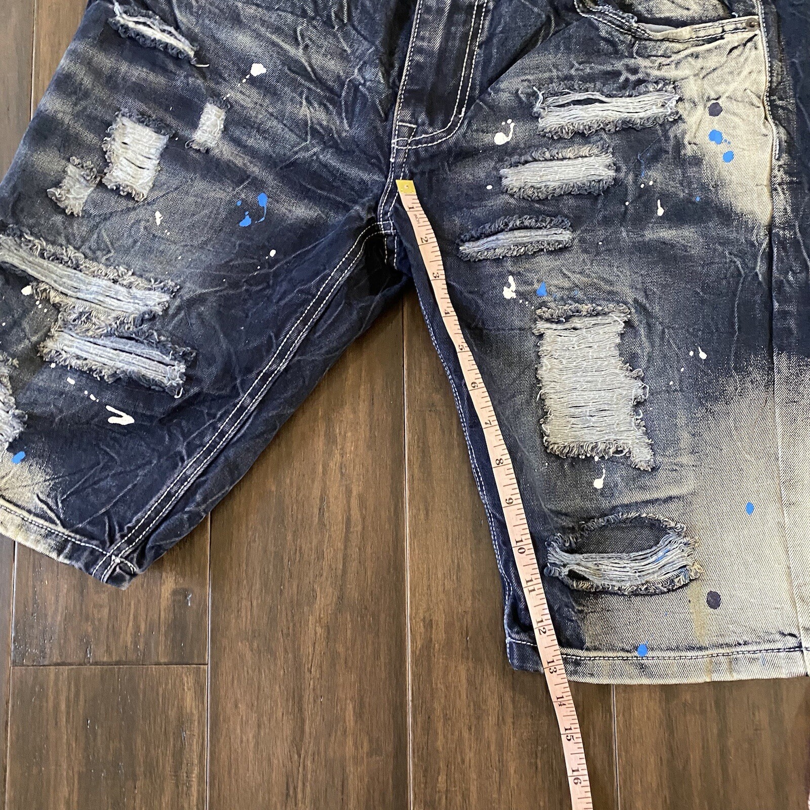 DECIBEL Blue Denim Paint Splatter Distressed Zip Fly … Gem