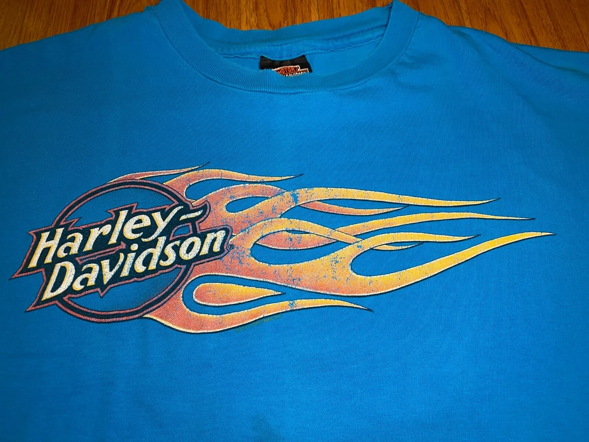 Harley davidson blue flame shirt sales