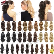US Jaw Ponytail Clip in Claw Pony Tail Hair Extension Wavy Hair Piece As Human