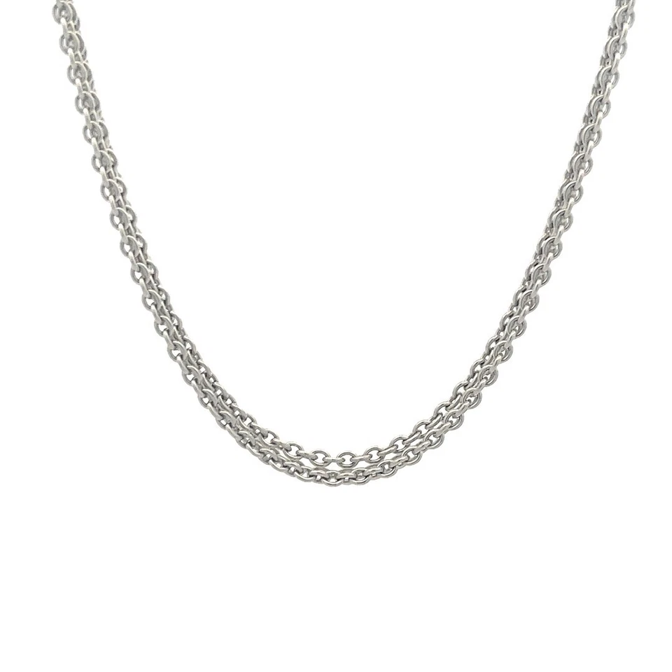 Collar Carrera y Carrera Oro Triple Cadena Eslabón Ovalado Blanco 18k Foto 3 de 4