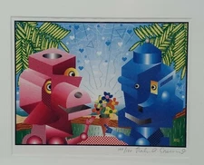 Rodney Alan Greenblat Signed Print 100/100 Robot Love Computer Graphic 1989 Rare