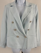 HOUSE OF HARLOW Ice Blue Double Breasted Blazer W/Beautiful Button Detail Sz M