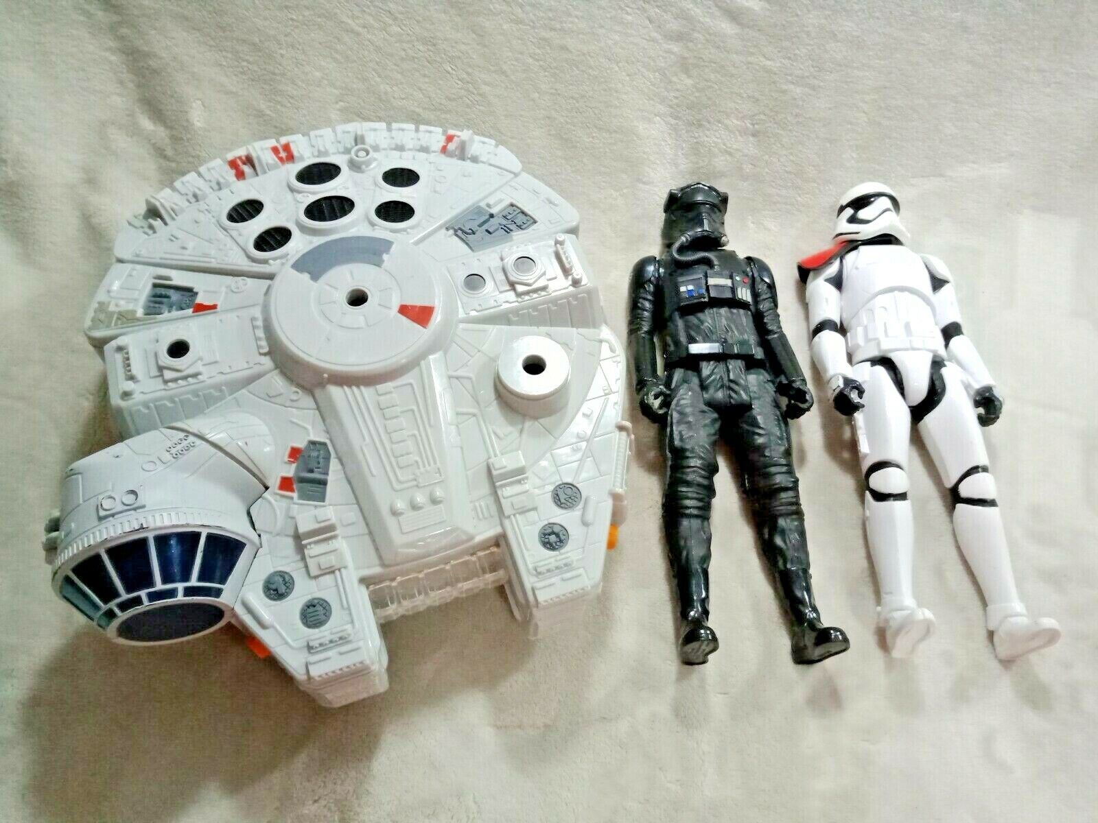 2011 Star Wars Millennium Falcon with 1 Tie Fighter and 1 Storm Trooper lot of 3