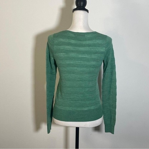 The Limited Green Subtle Stripe Crewneck Button Down Long Sleeve Cardigan XS - Picture 7 of 10