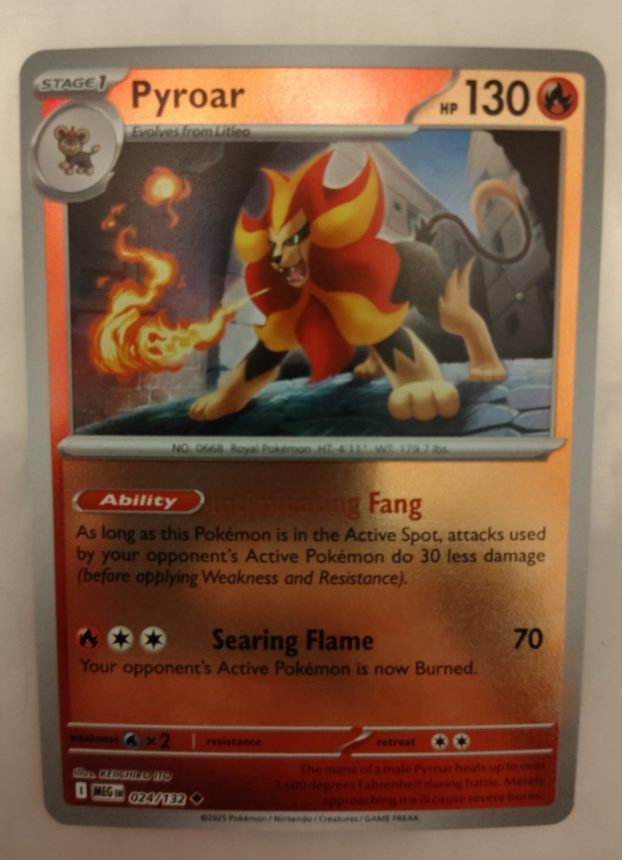Pyroar 024/132 Mega Evolution Reverse Holo Rare Near Mint