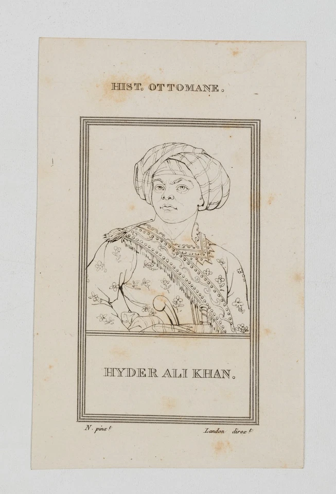 LANDON (*1760) nach Unbekannt (18.Jhd), Porträt Hyder Ali Khan, KSt. Romantik - Bild 2 von 4