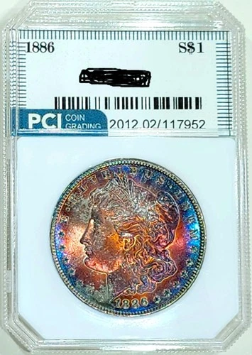 1886-P Gem BU ++++  Morgan Dollar  Monster Rainbow Color Toned SUPERB