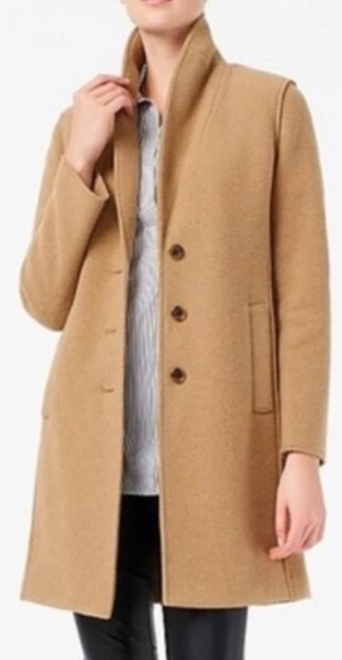 J. Abrigo largo Crew Daphne italiano lana hervida marrón tostado talla 4 Foto 2 de 4