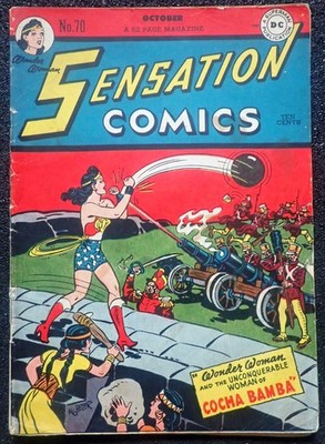 Sensation Comics #70   WONDER WOMAN COCHA BAMBA   Rare 1947 Golden Age