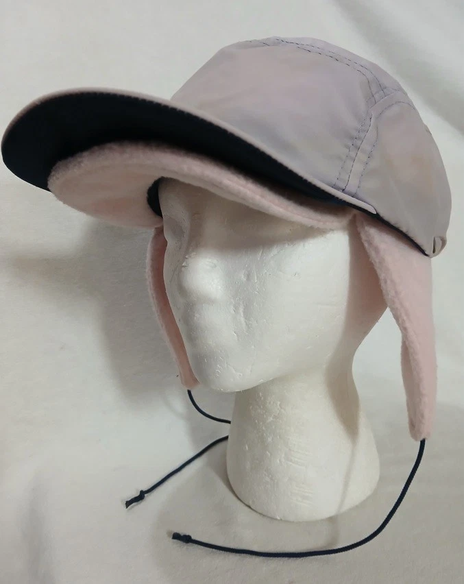 Vtg COLUMBIA Pink Warm 2-IN-1 NYLON SHELL + FLEECE HAT Winter Ski Hike Gear S/M