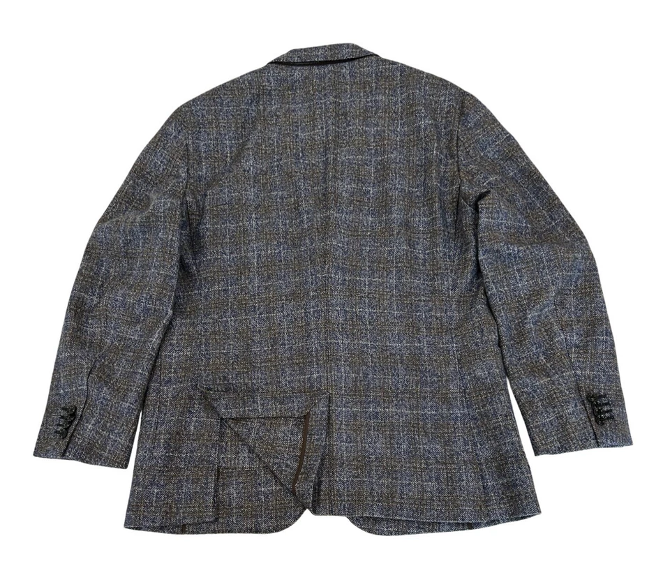 Ermenegildo Zegna Blazer Jacket 54R Brown & Gray Plaid Wool Tweed Unstructured - Image 2 of 4