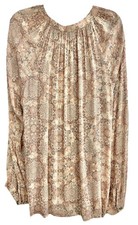 Lucky Brand Women  s Peasant Blouse, 1X Pink Multicolor, Lightweight, Nice Drape