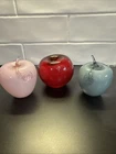 Vintage Fenton Apple Paperweight Dusty Rose Blue And Red Set Of 3