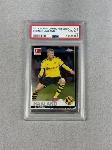 PSA 10 2019 Topps Chrome Bundesliga #72 Erling Haaland Borussia Dortmund RC