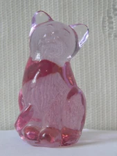 Vintage Fenton Art Glass ~ Rose Glass Kitten ~ Pink Cat Figurine 3"