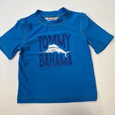 Tommy Bahama Rash Guard Boy 4T Spell Out Marlin Stretch Beach Pool Swim Shirt Nw