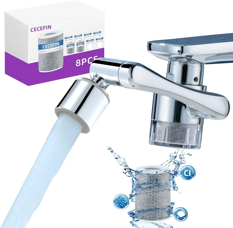 Space-Saving Kitchen Sink Water Filter Aerator with Brass Finish and 9 Filters - Image 3 of 4