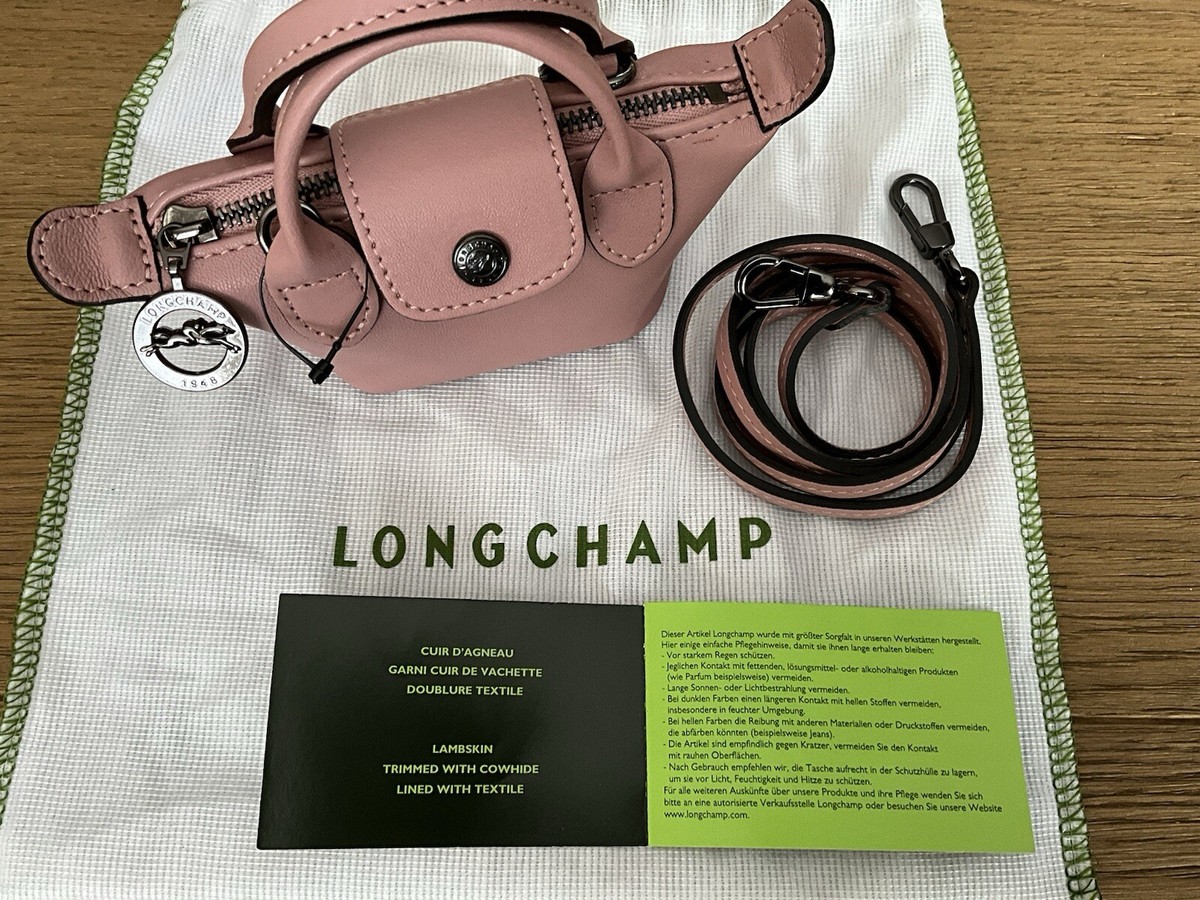 Longchamp Le Pilage Leather Nano Crossbody Antique Pink Bag Dust