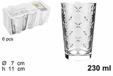 x Set Servizio 6 Bicchieri Vetro Decorato Sicilia 230ml bal