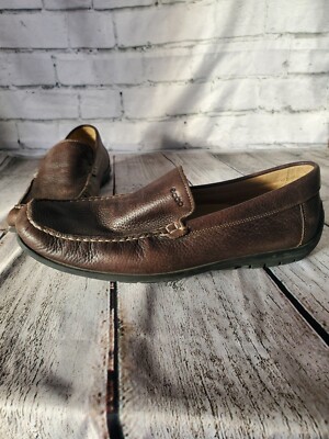 Ecco Brown Leather Driving Loafer Moc Toe Slip On Mens Size  display picture 1