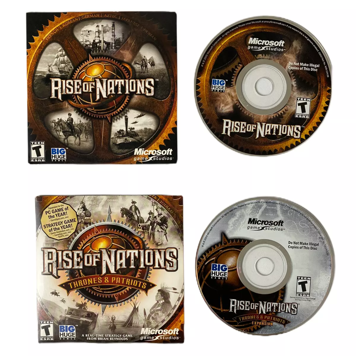 LOT OF 2: Rise of Nations & Rise of Nations Thrones & Patriots PC Games  W/Key