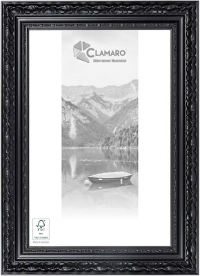 CLAMARO 'OTTO' Schwarz Matt Design Bilderrahmen Massivholz | Shabby