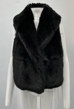 McQ Alexander McQueen Black Faux-Fur Cropped Vest sz IT38