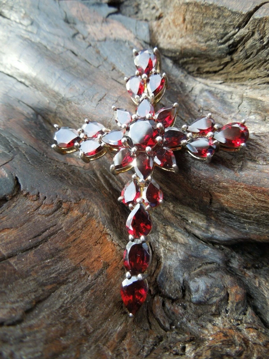 Garnet cross pendant deals
