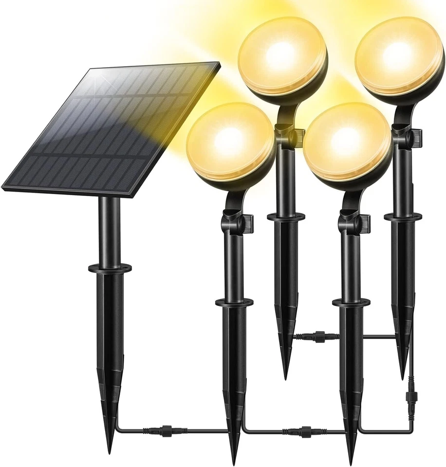 LINKIND Solar Spot Lights Outdoor, 4-in-1 Solar Landscape Spotlights Outdoor IP67 Water