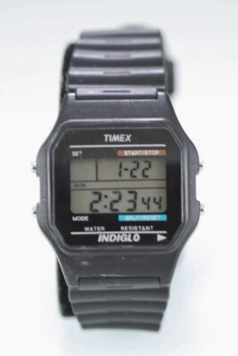 Timex Indiglo Uhr Herren Kunststoff Schwarz Wr Batterie Chrono Datum Alarm Licht