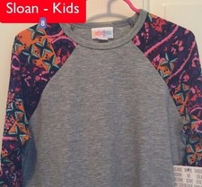 NWT LuLaRoe Kids SLOAN Size 8 BASEBALL TEE Grey Purple BUTTERFLY Sleeve UNICORN